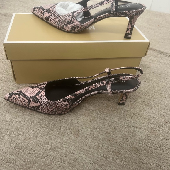 Michael Kors Pink and Black Snake Print Heels - Picture 1 of 3